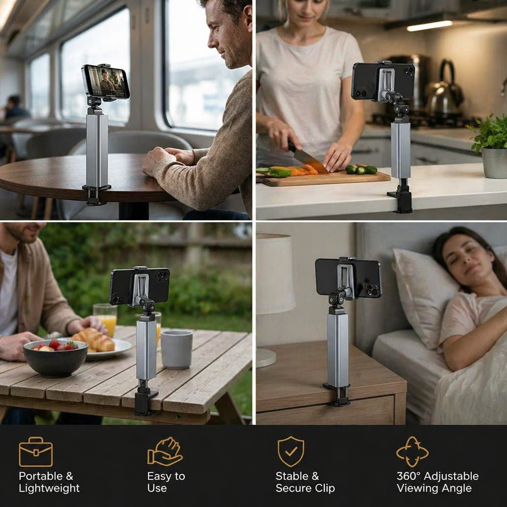 Travel Phone Holder – Foldable and Adjustable Stand for Comfortable Use On the Go