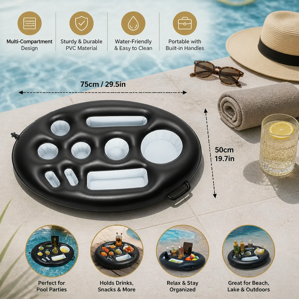 Inflatable Drink Holder – Multifunctional Tray for Drinks & Snacks