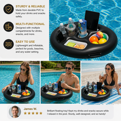 Inflatable Drink Holder – Multifunctional Tray for Drinks & Snacks