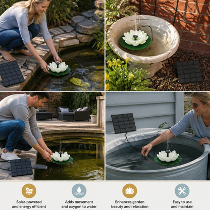 Solar-Powered Lotus Fountain – Floating Garden Fountain for Pool & Pond