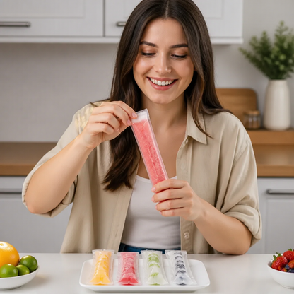 Practical DIY Ice Pop Bags (100 Pieces) – Self-Sealing Disposable Molds for Homemade Ice Sticks