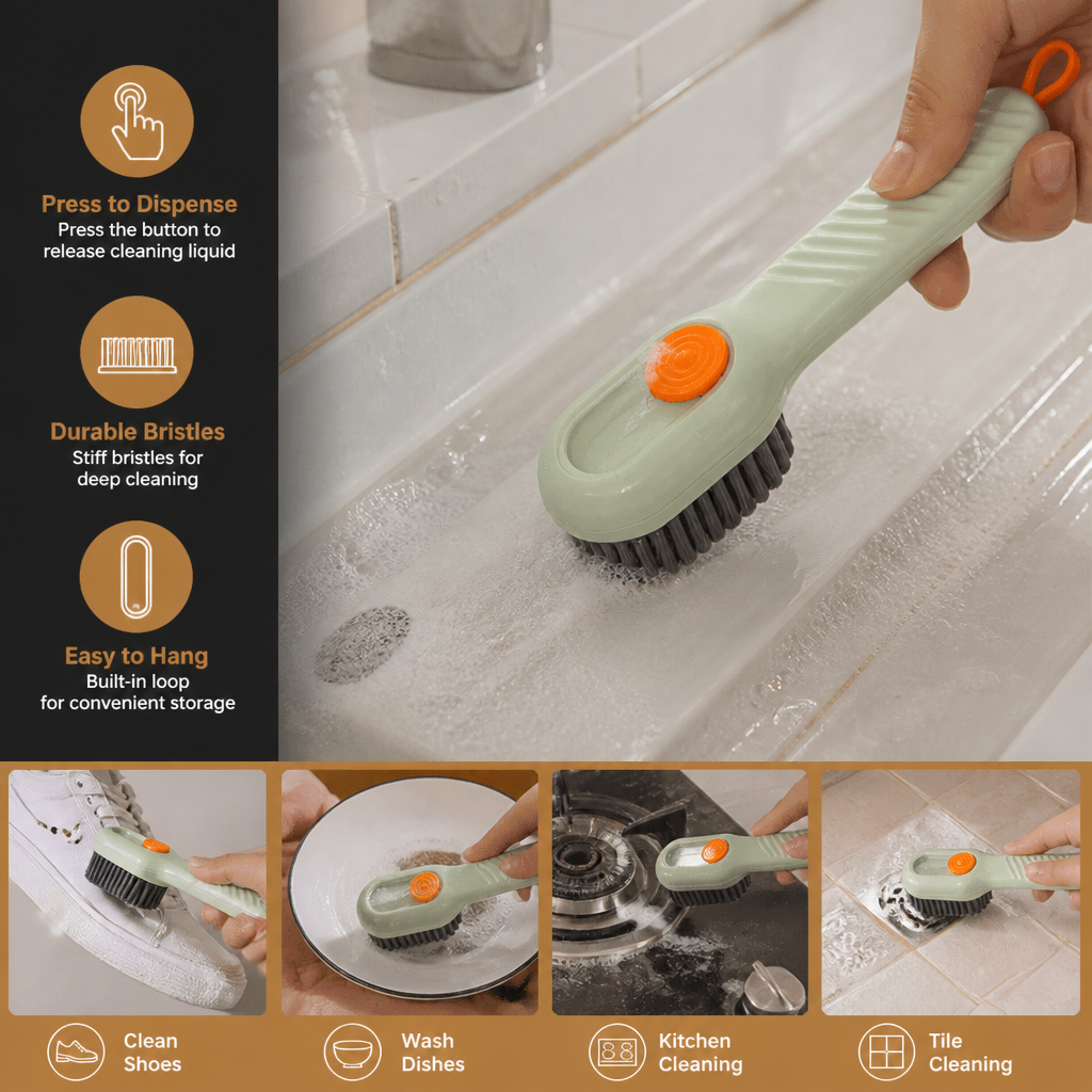 Multifunctional Cleaning Brush – With Integrated Liquid Dispenser for Versatile Applications