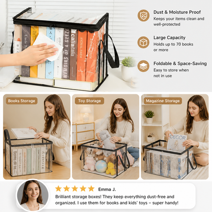 Transparent Storage Box (2 pieces) – Foldable Organizer Against Dust & Clutter