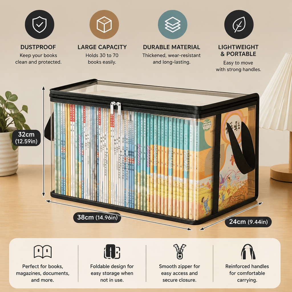 Transparent Storage Box (2 pieces) – Foldable Organizer Against Dust & Clutter