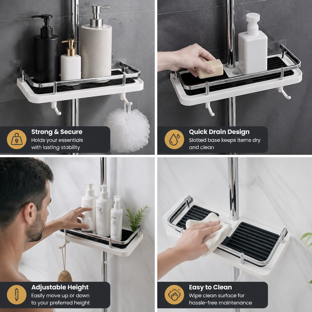 Bathroom Pole Shower Storage Rack Holder