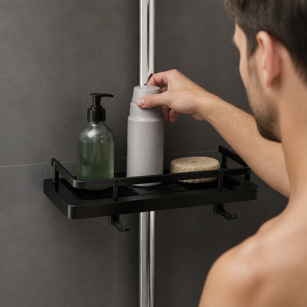 Bathroom Pole Shower Storage Rack Holder