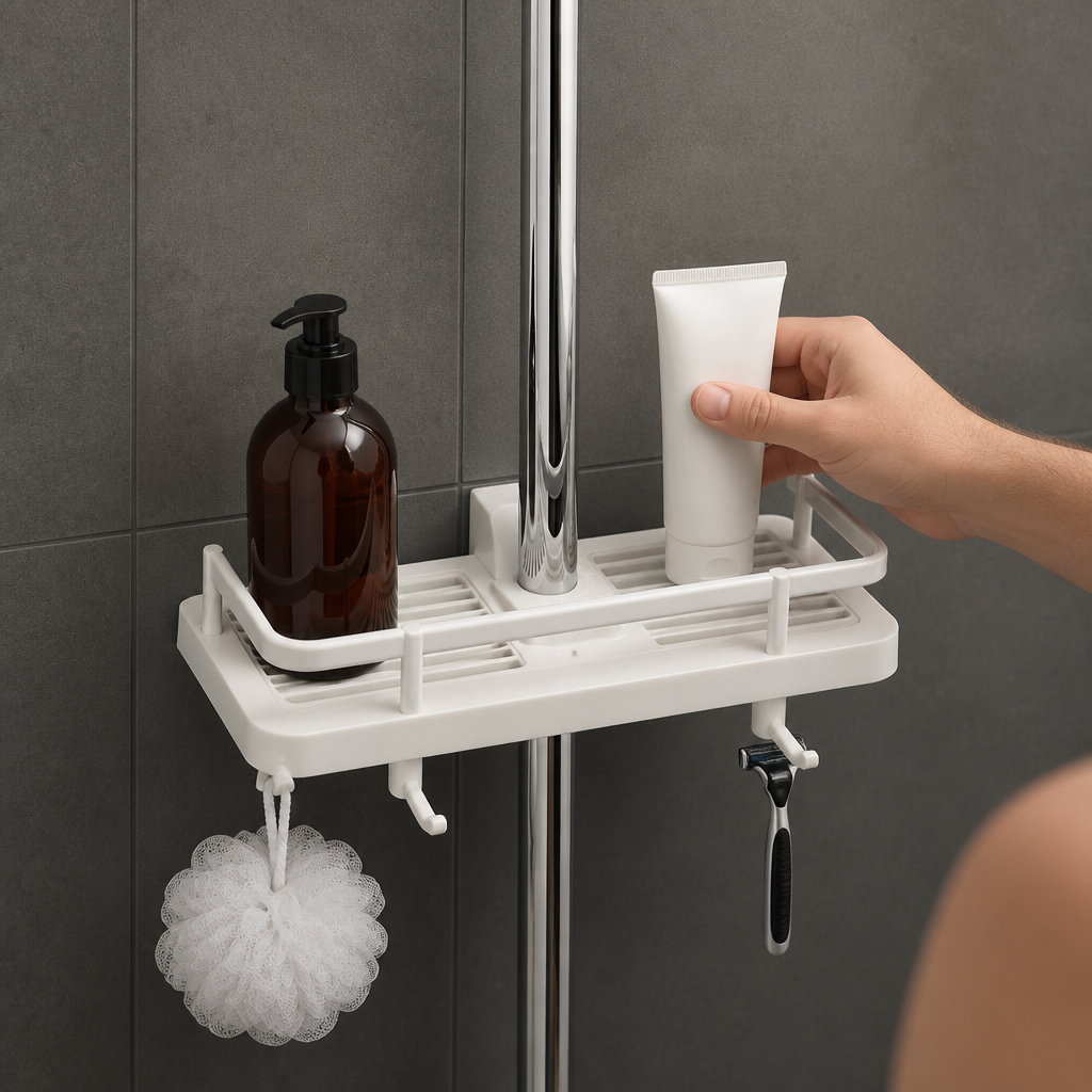 Bathroom Pole Shower Storage Rack Holder