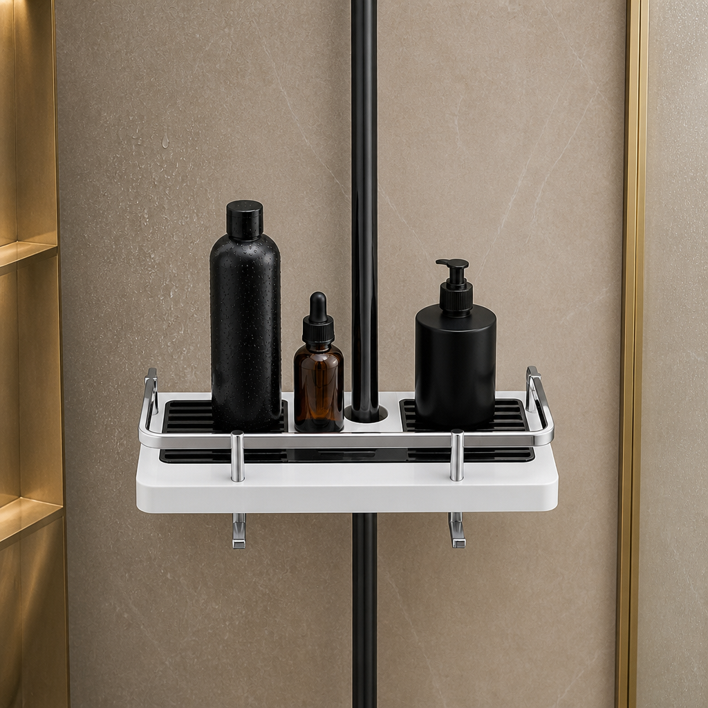 Bathroom Pole Shower Storage Rack Holder
