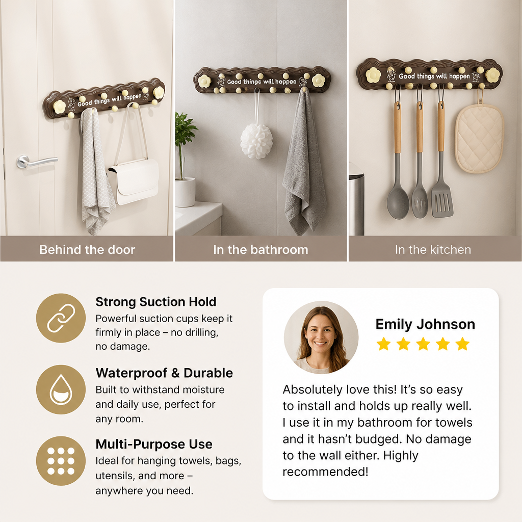 Heavy-Duty Suction Cup Hook Rail