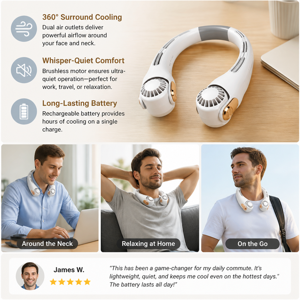 Portable Hands-Free Neck Cooling Fan