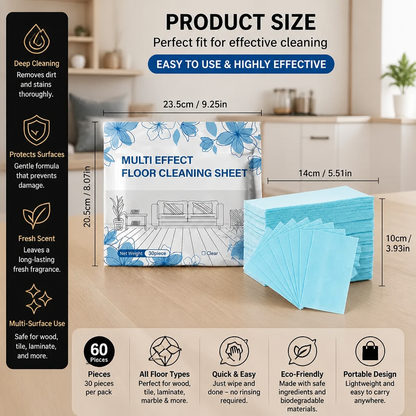 60 Pieces Multi-Surface Floor Cleaning Wipes for Wood, Tile & Laminate