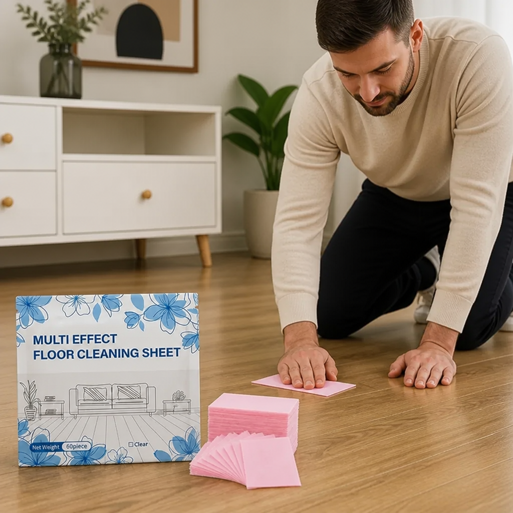 60 Pieces Multi-Surface Floor Cleaning Wipes for Wood, Tile & Laminate