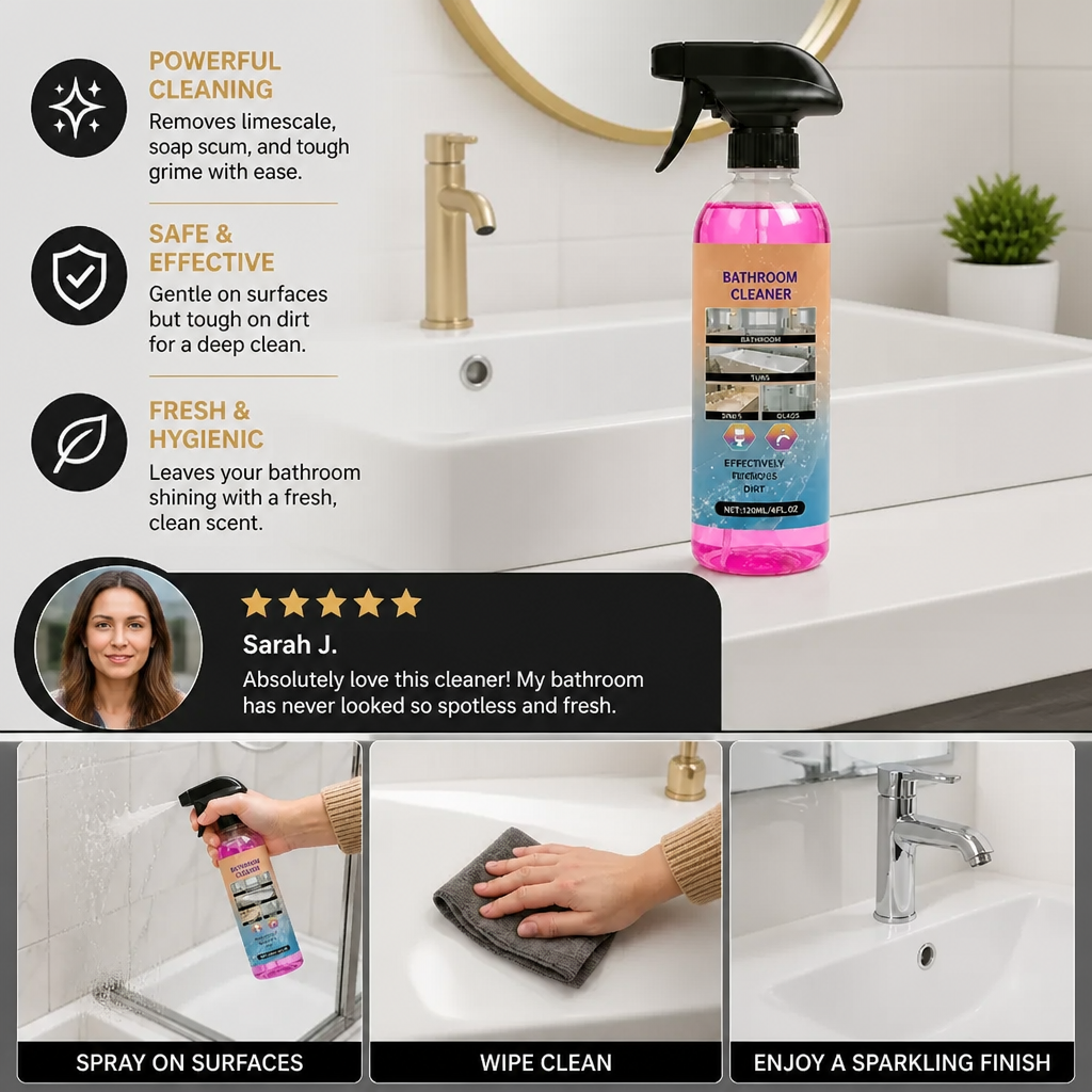 Bathroom Cleaner – Multi-Surface Stain Remover for Tubs, Sinks & Glass