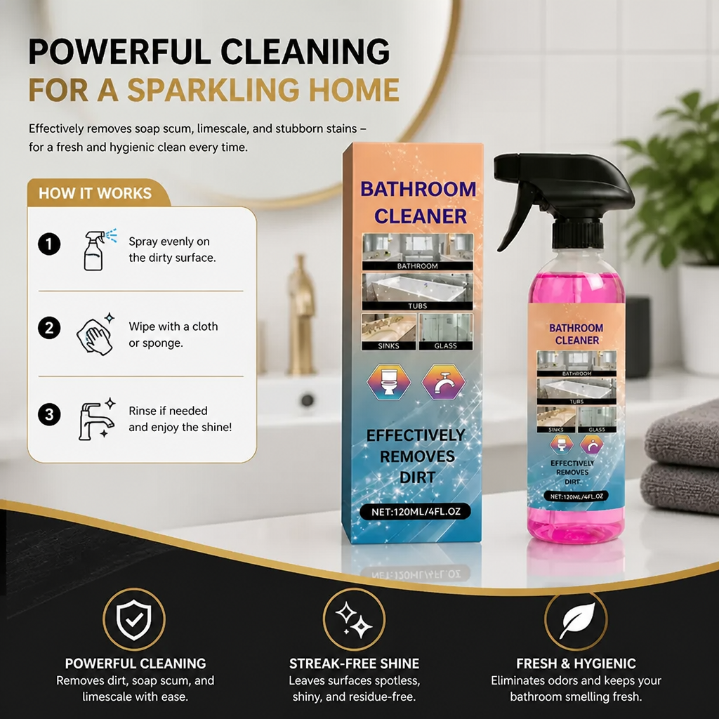 Bathroom Cleaner – Multi-Surface Stain Remover for Tubs, Sinks & Glass