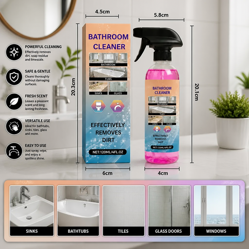 Bathroom Cleaner – Multi-Surface Stain Remover for Tubs, Sinks & Glass