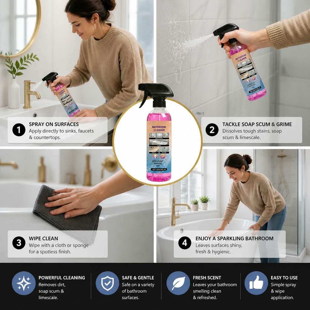 Bathroom Cleaner – Multi-Surface Stain Remover for Tubs, Sinks & Glass
