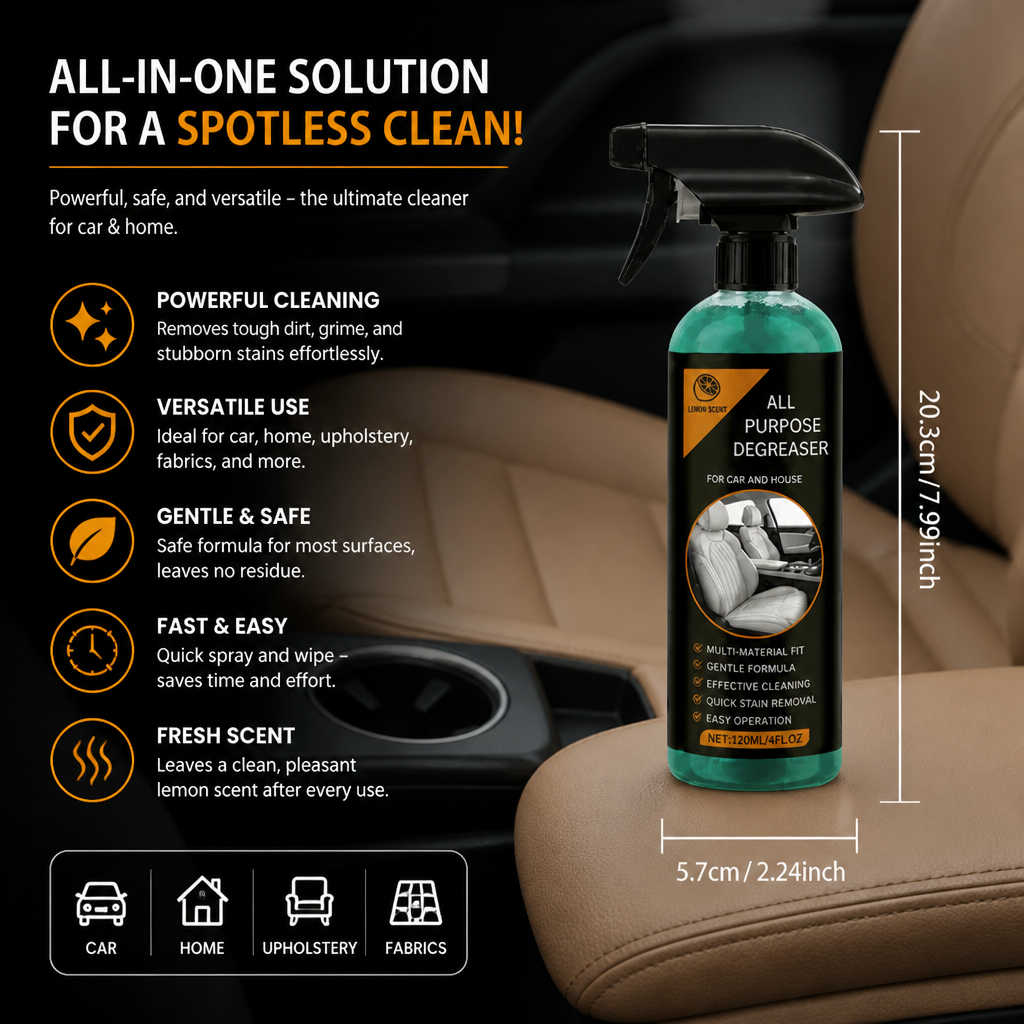 Multi-Purpose Car Cleaning Spray – Heavy-Duty Stain Remover & Ultimate Solution for Deep Cleaning Stubborn Dirt