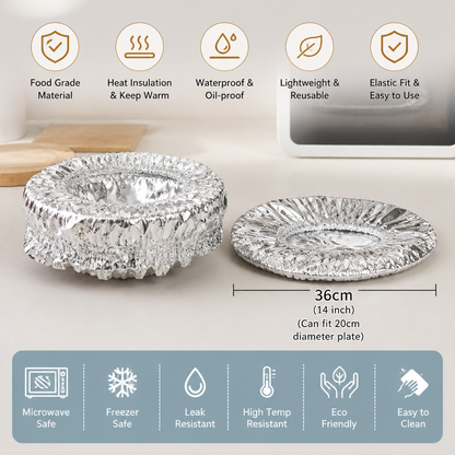 Elastic Aluminum Foil Food Covers – Heat-Insulating Bowl & Plate Covers