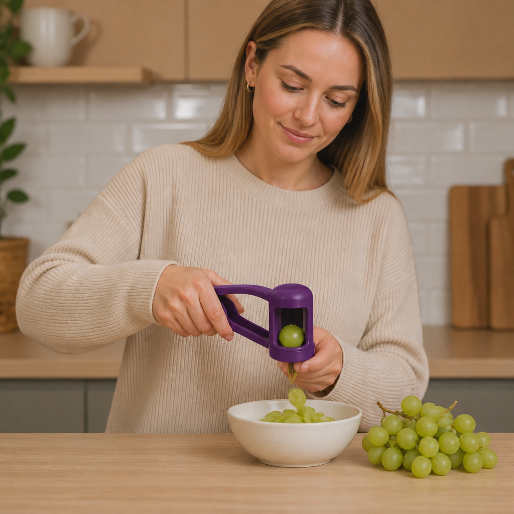 Stainless Steel Grape & Cherry Tomato Cutter – Safe One-Press Quarter Slicer for Toddlers & Kids