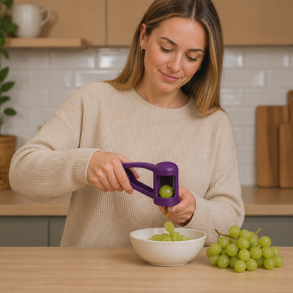 Stainless Steel Grape & Cherry Tomato Cutter – Safe One-Press Quarter Slicer for Toddlers & Kids
