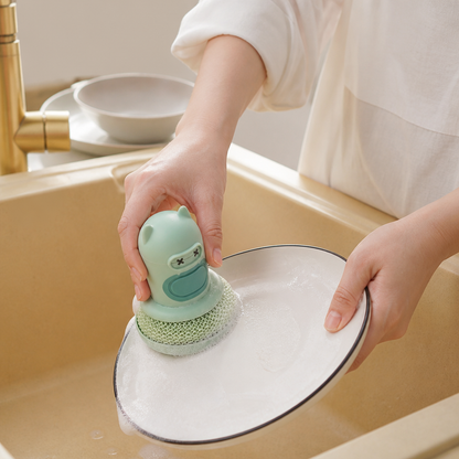 Cute Dish Brush with Built-In Soap Dispenser