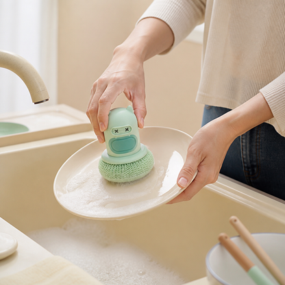 Cute Dish Brush with Built-In Soap Dispenser