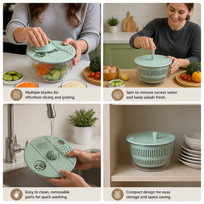 9-in-1 Manual Spinner & Slicer Vegetable and Salad Prep Set