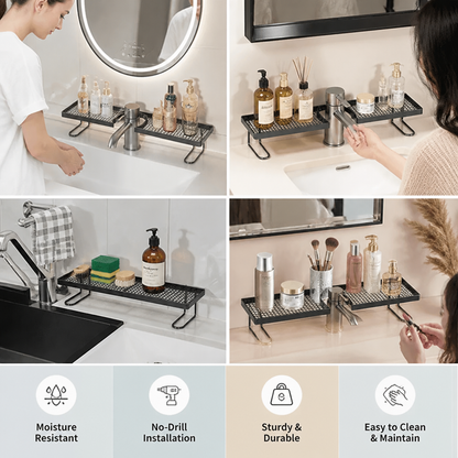 No-Drill Moisture-Resistant Bathroom Countertop Organizer Shelf