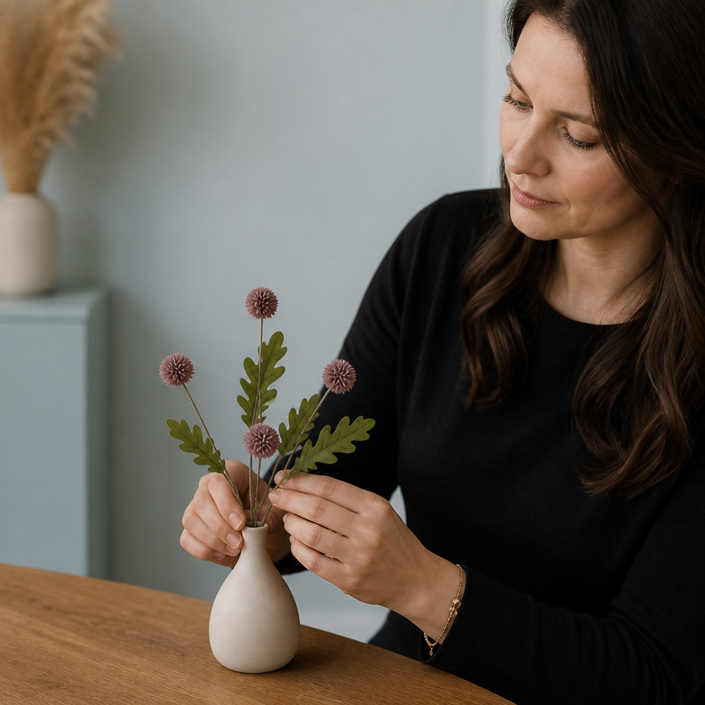 Artificial Mum & Eucalyptus Floral Arrangement