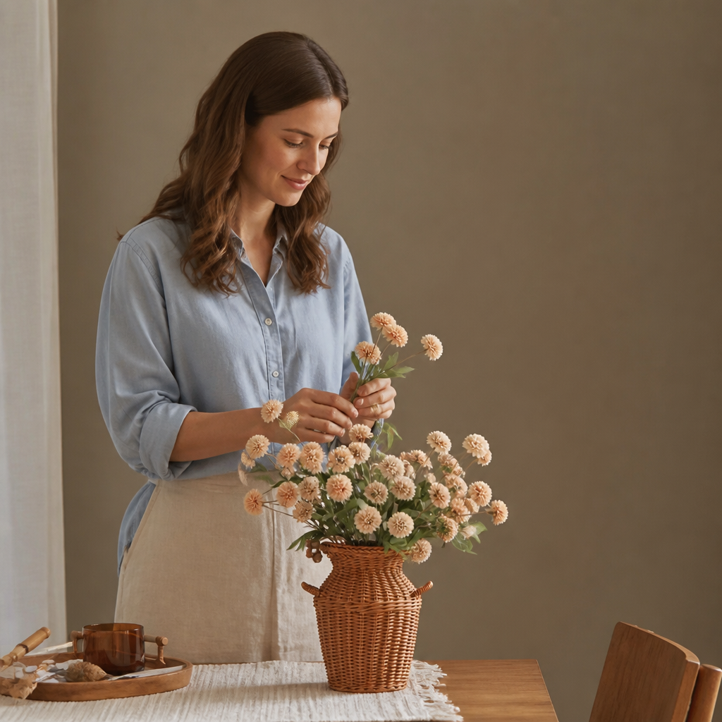 Artificial Mum & Eucalyptus Floral Arrangement