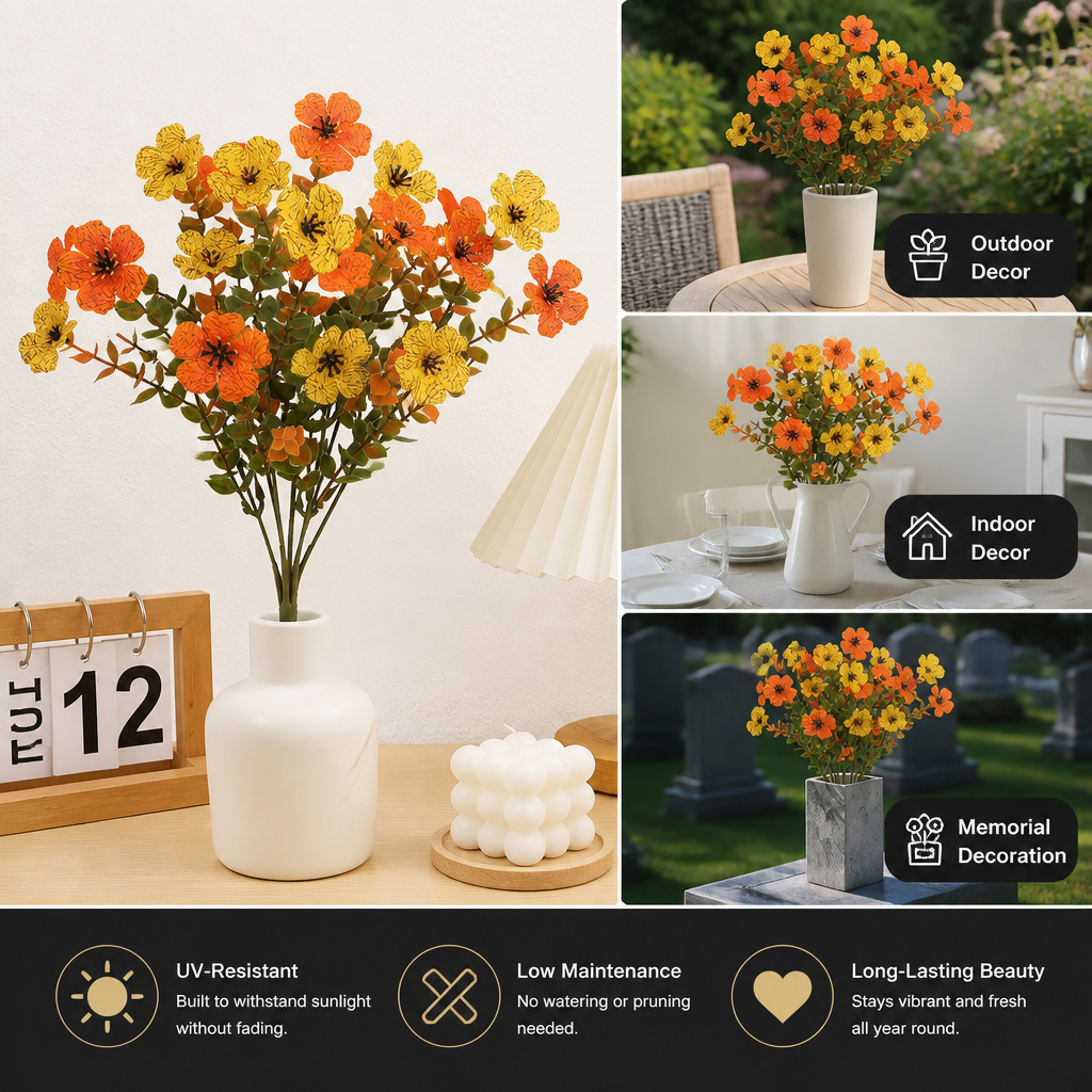 UV-Resistant Artificial Fall Flower Bouquet Set