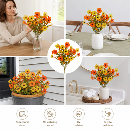 UV-Resistant Artificial Fall Flower Bouquet Set