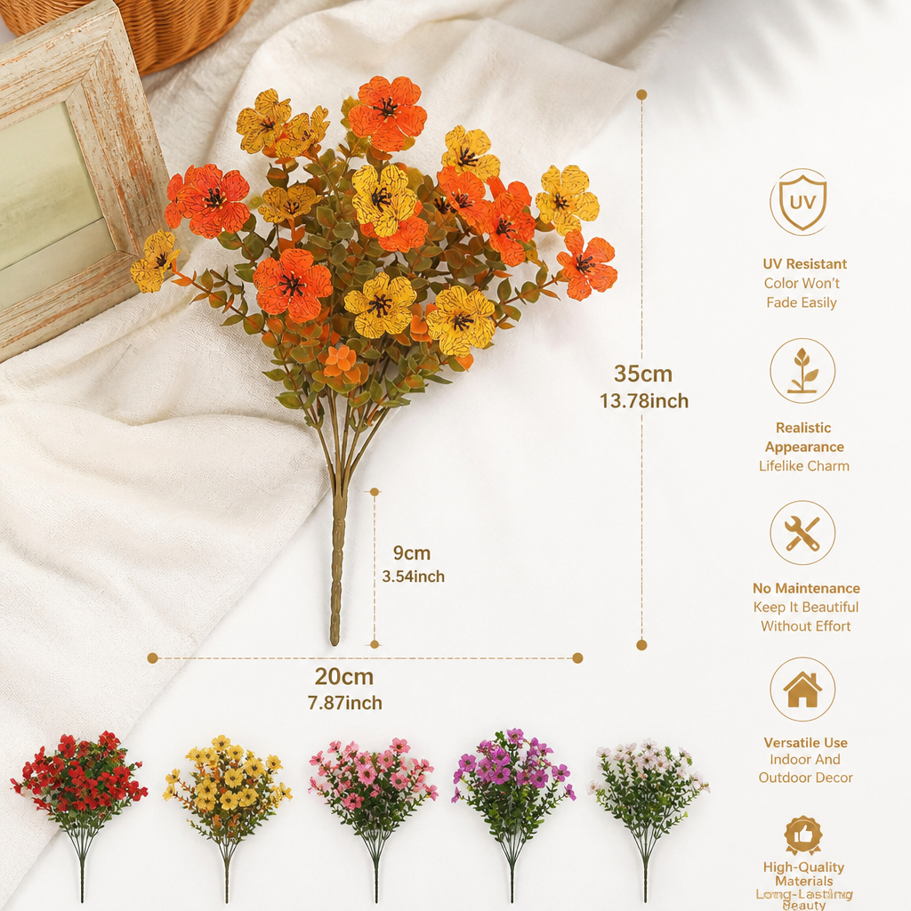 UV-Resistant Artificial Fall Flower Bouquet Set