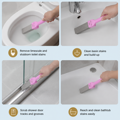 Extra-Long Handle Pumice Stone Toilet Cleaner for Limescale & Stubborn Stains