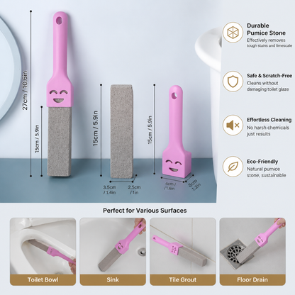 Extra-Long Handle Pumice Stone Toilet Cleaner for Limescale & Stubborn Stains
