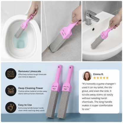 Extra-Long Handle Pumice Stone Toilet Cleaner for Limescale & Stubborn Stains