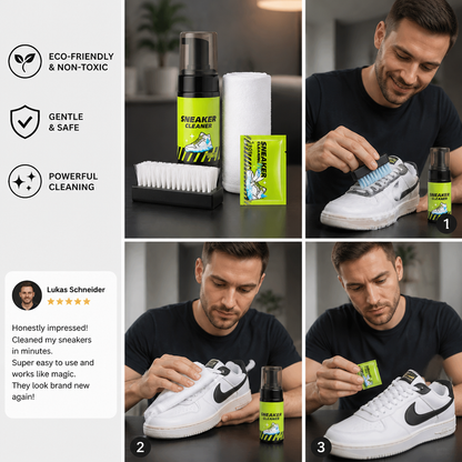 All-in-One Shoe Cleaning & Care Kit with Brushes, Dry Cleaner & Stain-Removal Wipes