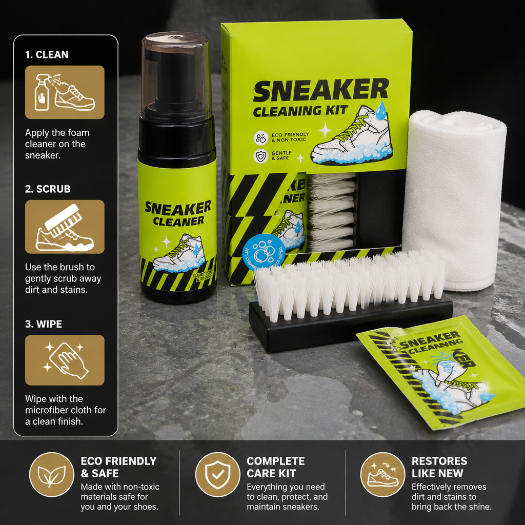 All-in-One Shoe Cleaning & Care Kit with Brushes, Dry Cleaner & Stain-Removal Wipes