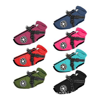 Wind- and Waterproof Jacket for Dogs with Harness
