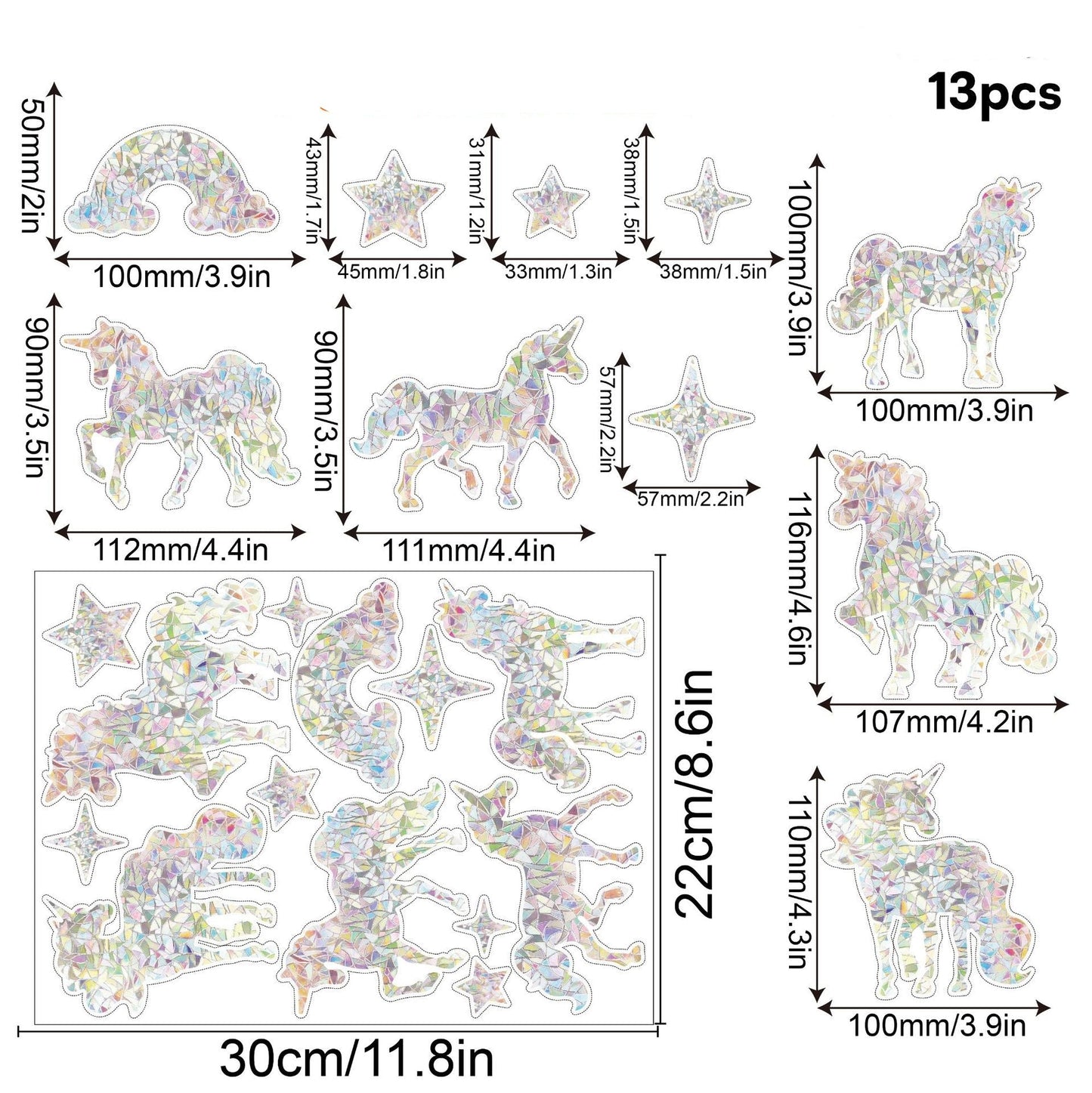 Rainbow Snowflake Window Decals