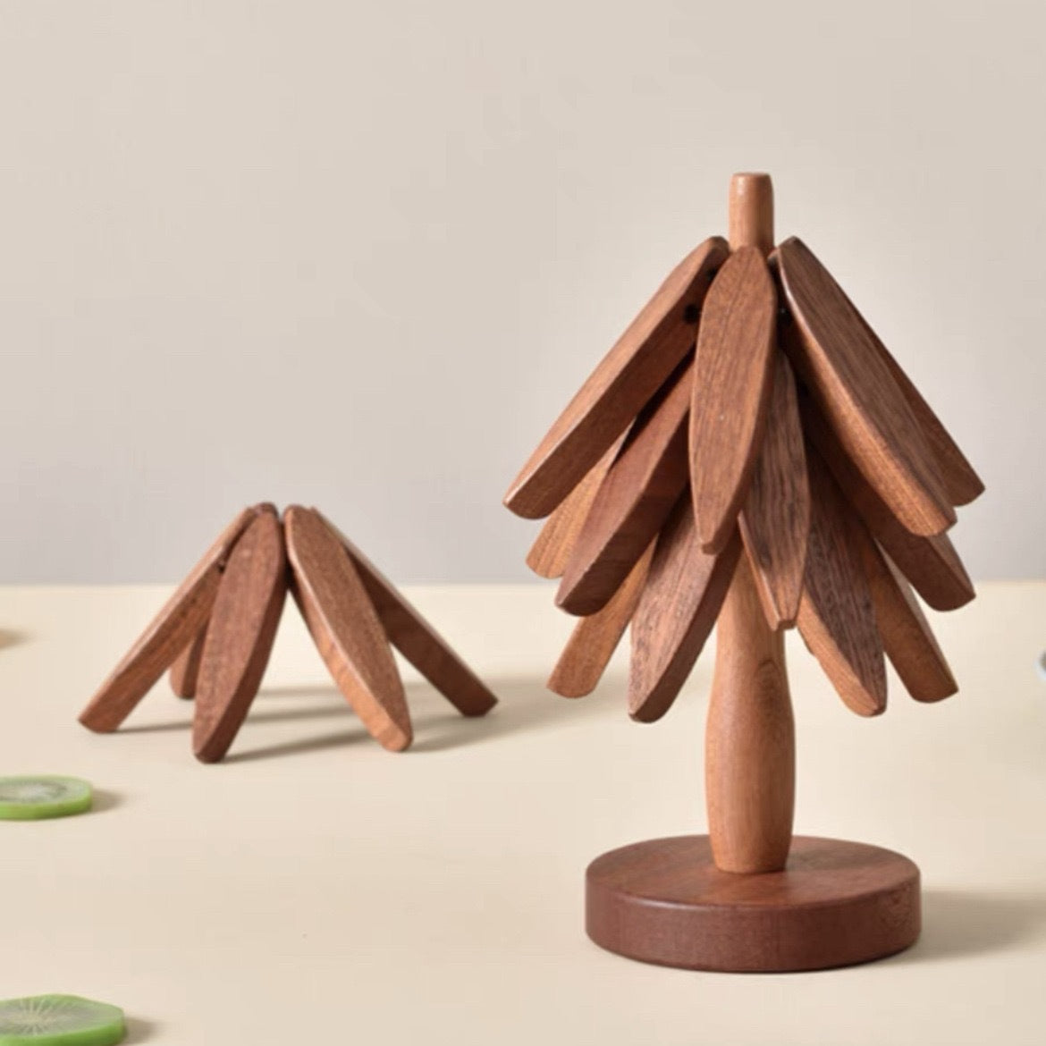 Wooden Tree-Inspired Coaster Set
