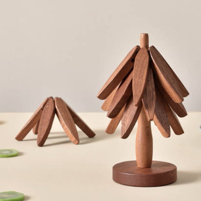 Wooden Tree-Inspired Coaster Set
