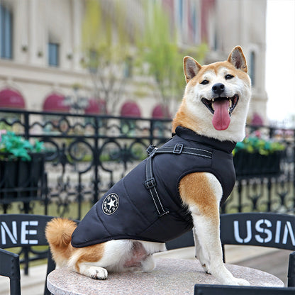 Wind- and Waterproof Jacket for Dogs with Harness