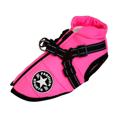 Wind- and Waterproof Jacket for Dogs with Harness