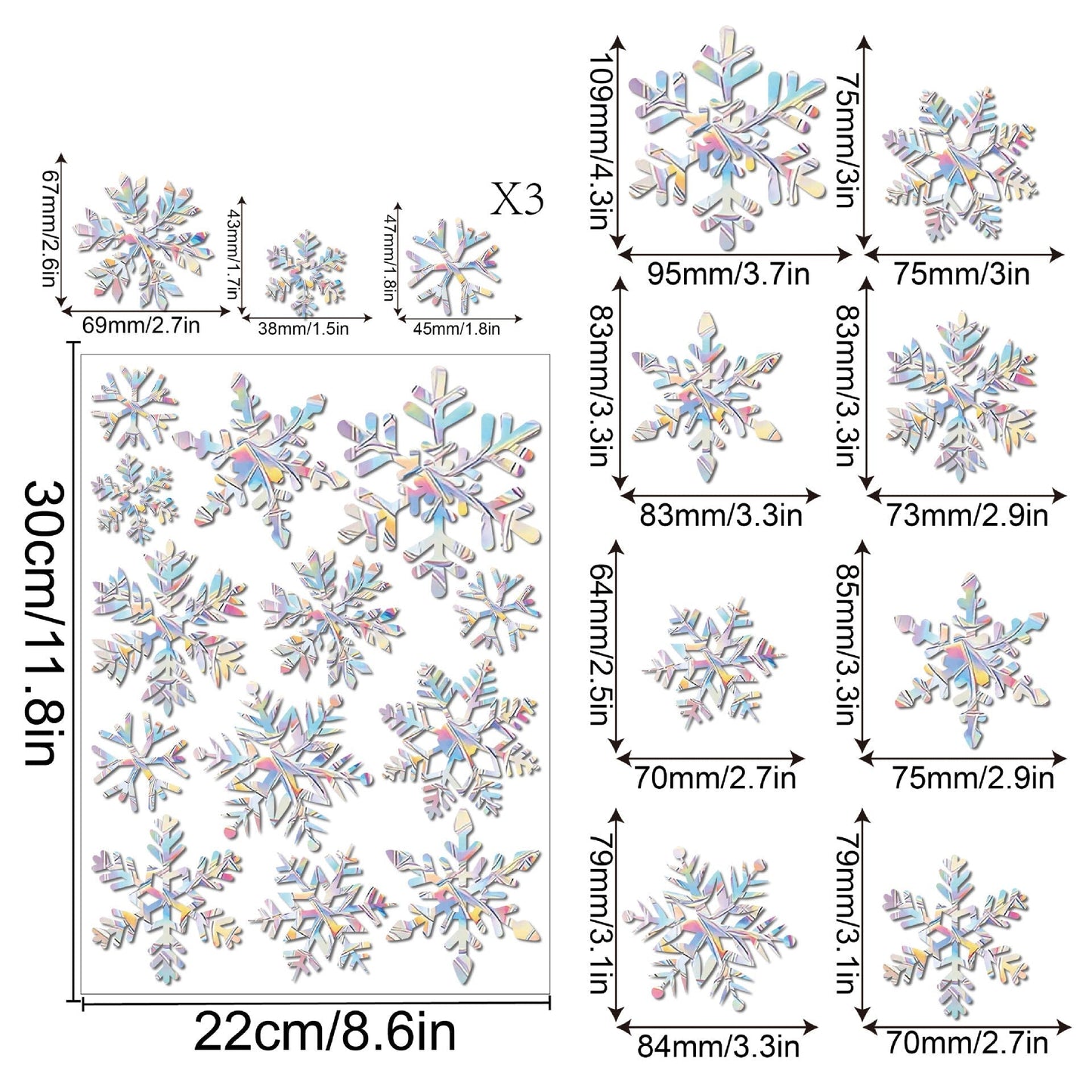 Rainbow Snowflake Window Decals
