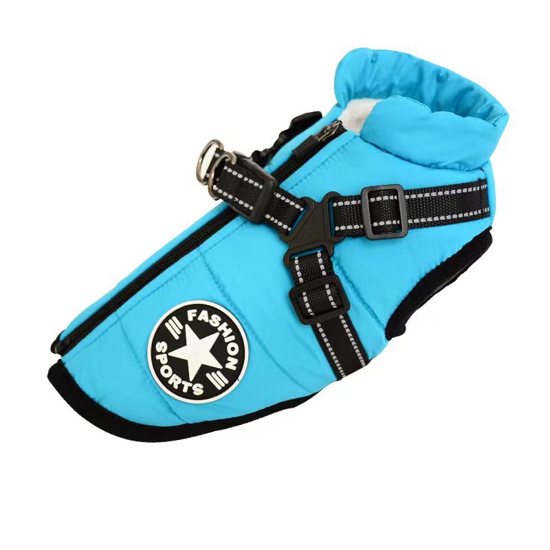 Wind- and Waterproof Jacket for Dogs with Harness