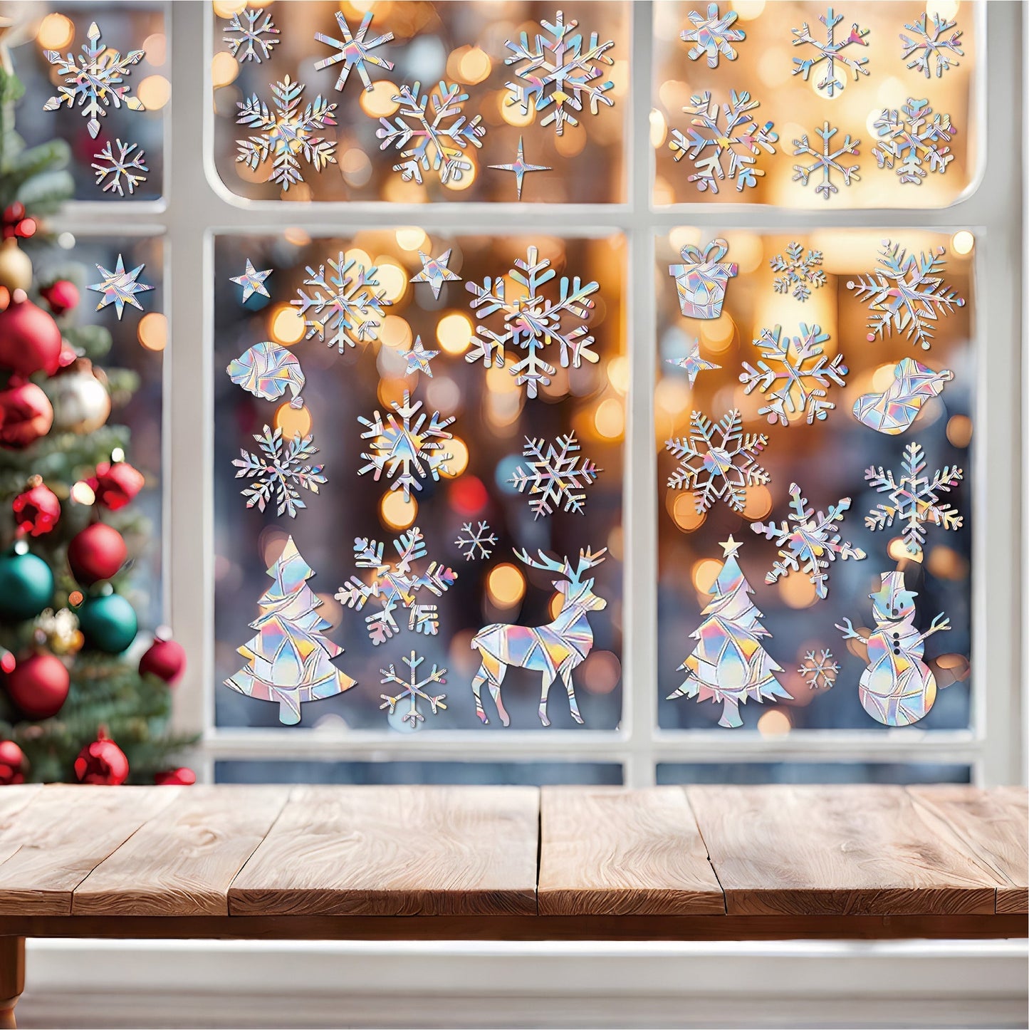 Rainbow Snowflake Window Decals