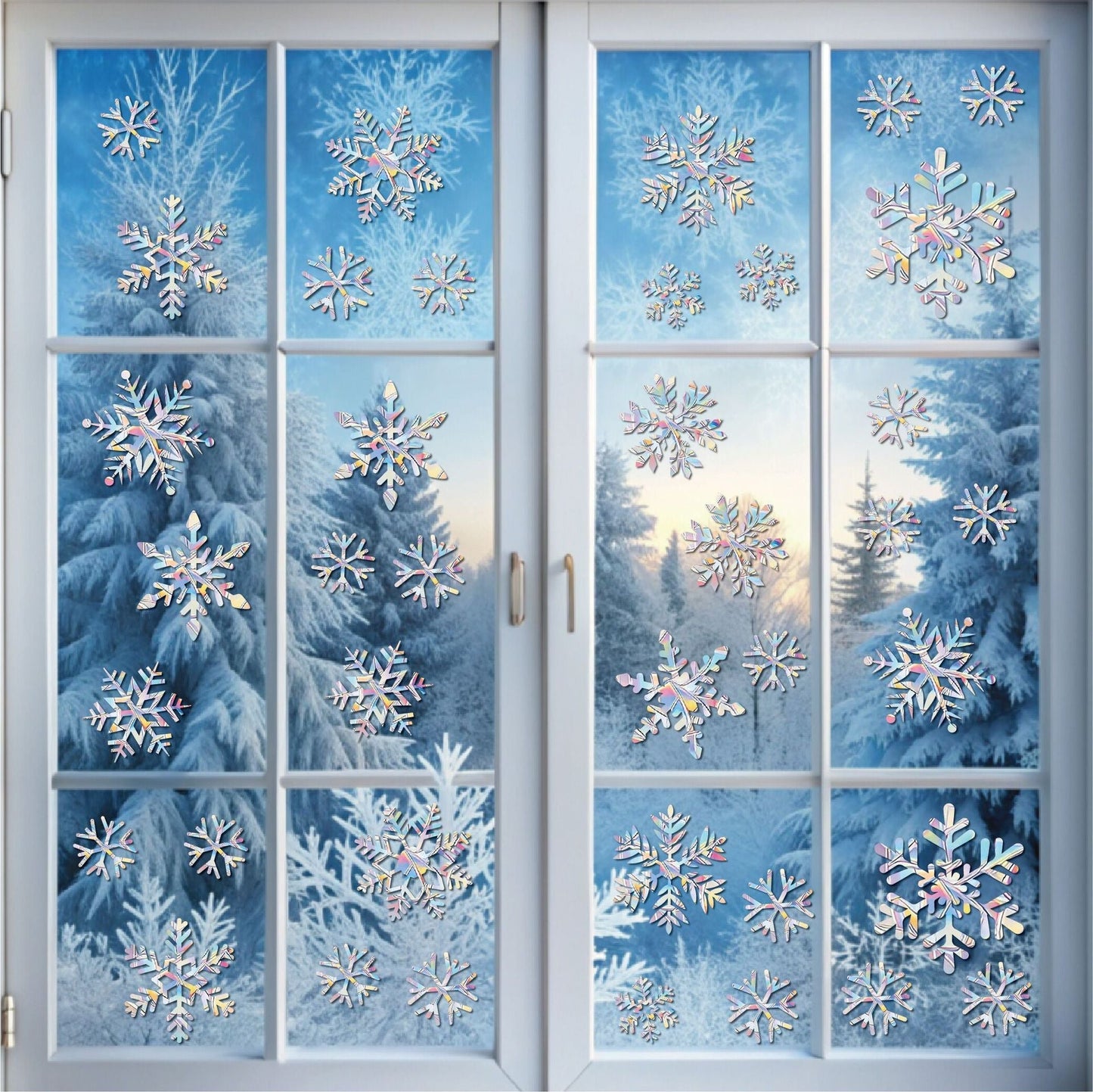Rainbow Snowflake Window Decals