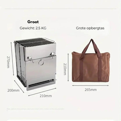 Foldable Stainless Steel Camping Stove – Portable Wood-Burning Cooker for Outdoor Cooking