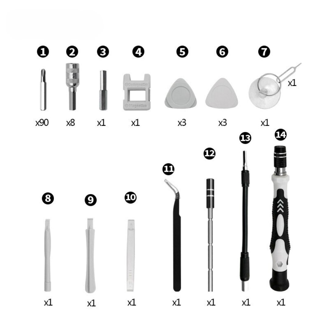 Original Haven Home 115 in 1 screwdriver set contents diagram